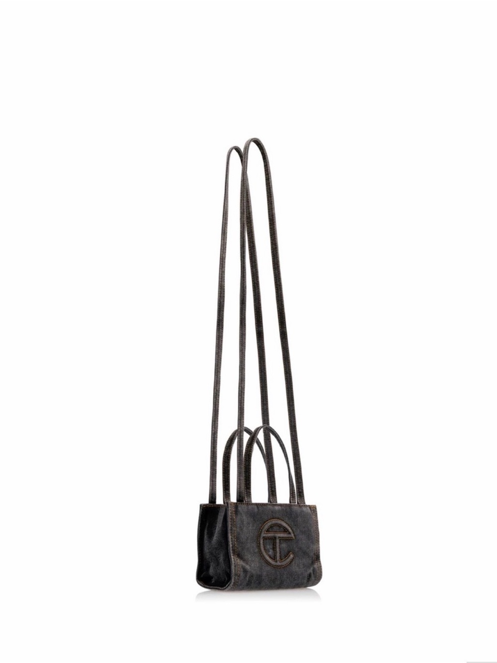 Telfar Dark Brown Mini Shopping Bag with Long Strap